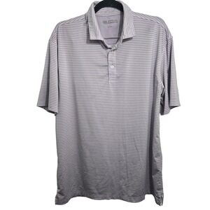 Onward Reserve Mens Performance Polo Shirt Large Purple Striped Stretch Golf Tee